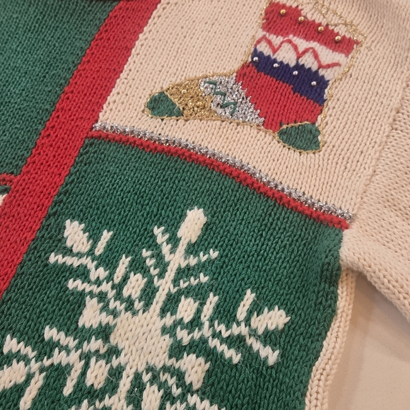 VTG Holiday Festive Ugly Christmas Angel Oversized Sweater Braided Medium - Picture 11 of 14